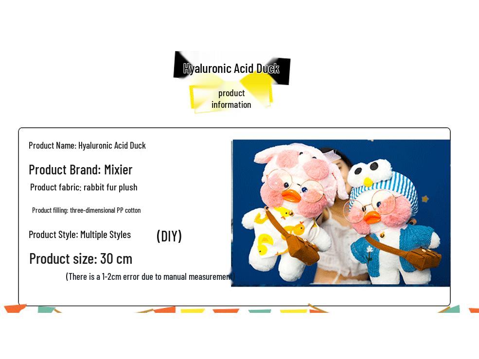 White Influencer Hyaluronic Acid Little Yellow Duck Plush Toy Hand Warmer Pillow Doll Birthday Gift