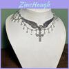 Gothic Cross Pendant Necklace With Rhinestones For Women Halloween Jewelry