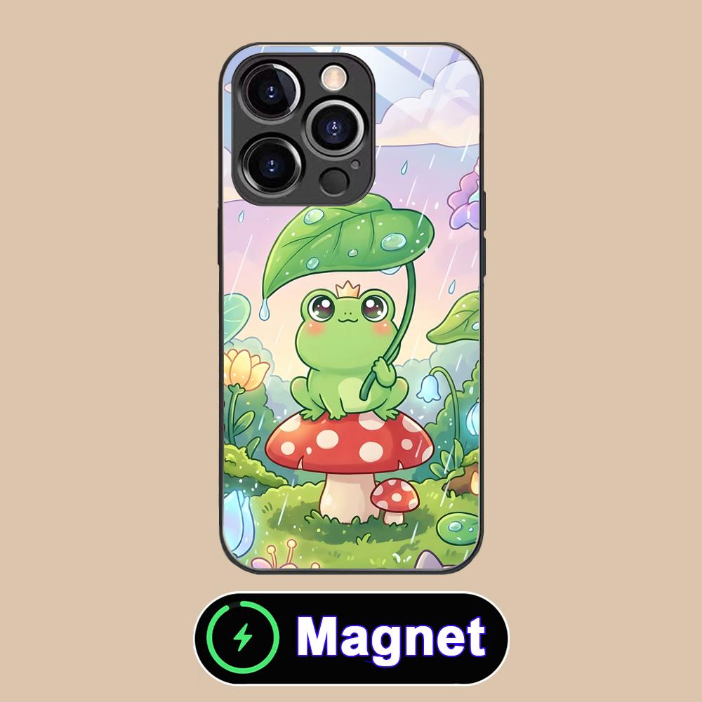 

Kawaii Frog Phone Case for iPhone 17 16 15 14 13 12 11 Air Pro Max Plus Mini Glass MagSafe Cover iPhone 11 Pro Max