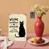 Retro Black Cat Welcome Metal Wall Sign 8x12 Inch Funny Home Decor for Bar Garage