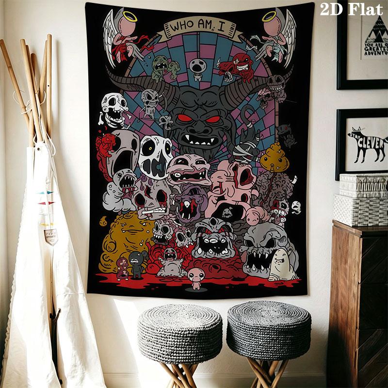 Dark Indie Game Wall Hanging Printed Fabric Blanket Decorative Tapestries for Bedroom Living Room Home Decor