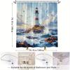 "Seaside Landscape Shower Curtain - Water Tower Castle, Blue Sky Beach Scene, Country Style,  Casual Bathroom Decor