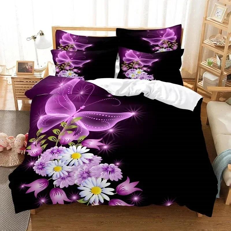 Flower Duvet Cover Sets Queen King Size Blooming Golden Flower Twin Bedding Set For Girls Women Vibrant Floral Theme Quilt Cover