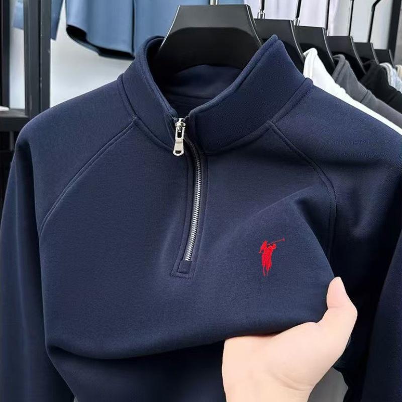 Herren Freizeit-Baumwoll-Hoodie mit halbem Reißverschluss und Stehkragen, Hochwertiges Gefühl, Herbst-/Winterkollektion