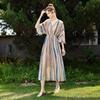 Women's Ethnic Striped V-Neck Midi Dress
