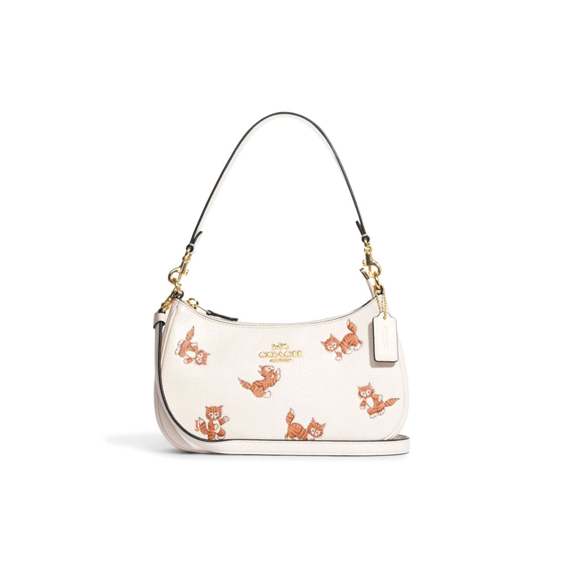 

Coach Teri 26 Animal Badge Series Cat Pattern Animal Print Leather Shoulder Bag Women Shoulder Bag Chalk-White CC777-IMCAH Basic Set (Bag+Dust Bag)