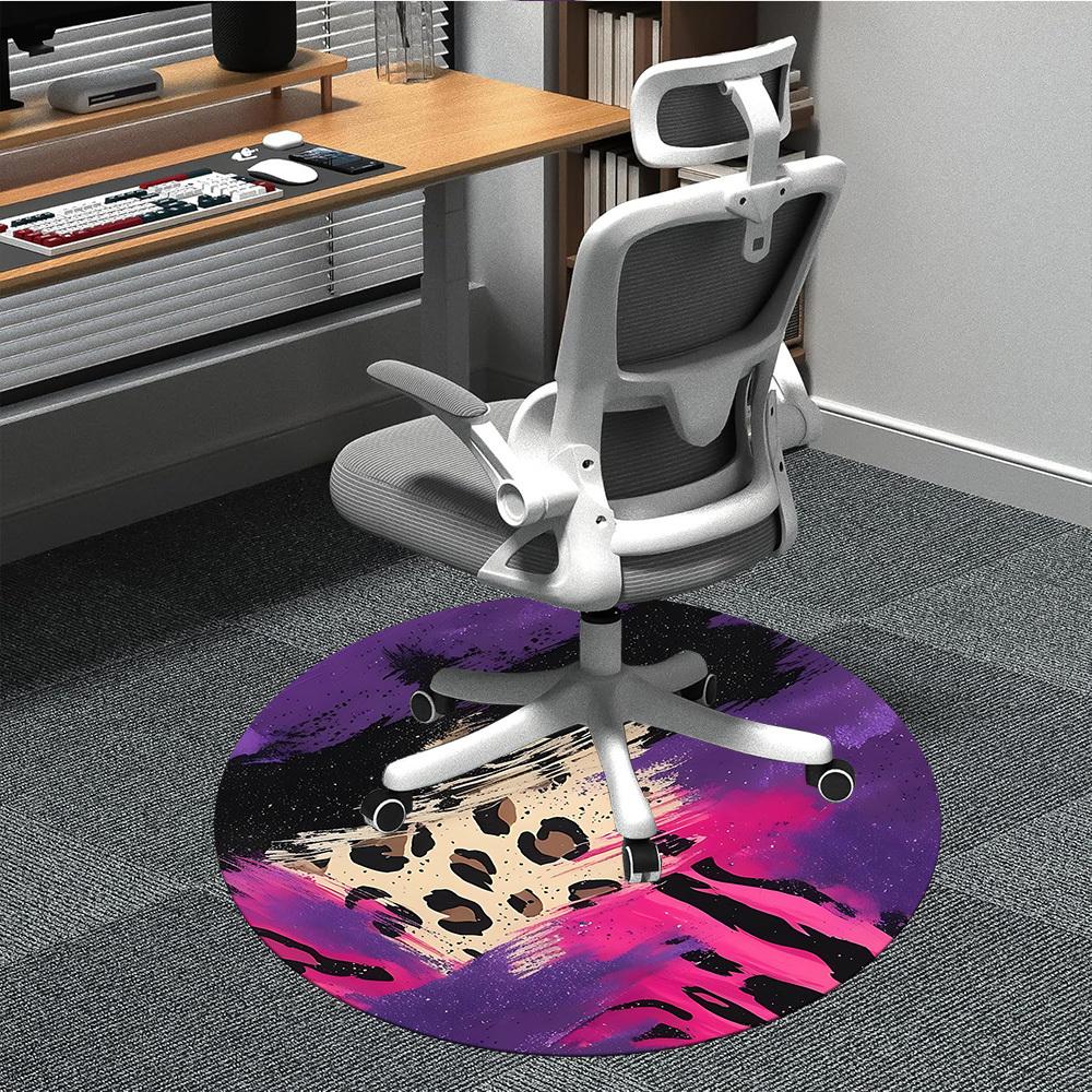 

1pc Leopard Zebra Office Round Area Rug, Indoor Mat Suitable ForOffice, Under Office Chairs Bedroom Living Room Home Decor, Room Deco T033 80cm by 80cm