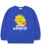 UNION GARMENTS Big Flower Fleece-Lined Oversized Sweatshirt Blue