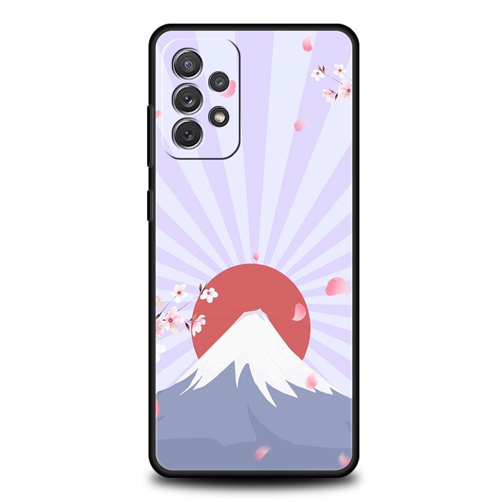 Cherry Blossoms Traint Moun Fuji Case For Samsung A13 A51 A71 A41 A31 A21S A11 A01 A03S A12 A32 A52 A22 A23 A33 A53 A73 5G Cover