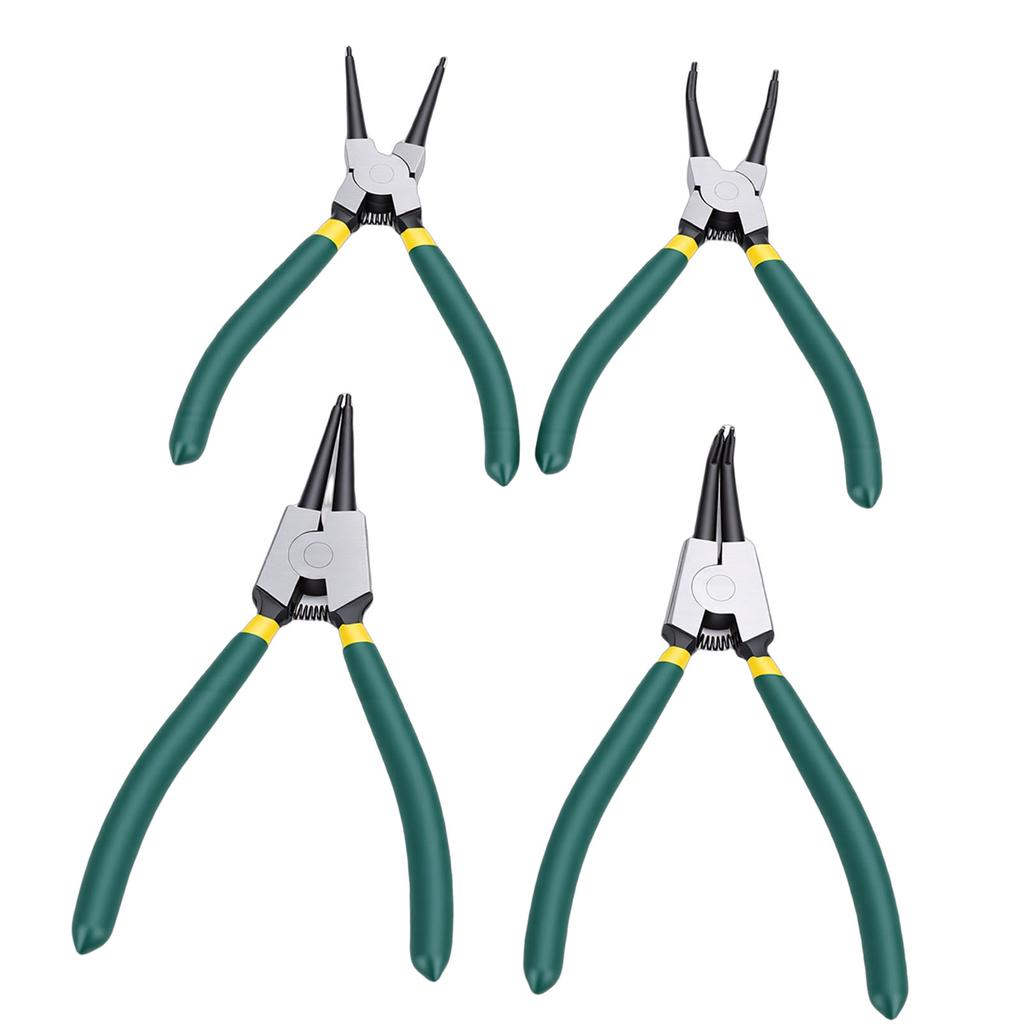 4PCS 7 Inch Internal External Snap Ring Pliers Set with Straight Bent Jaw for Removal and Installation of Automotive