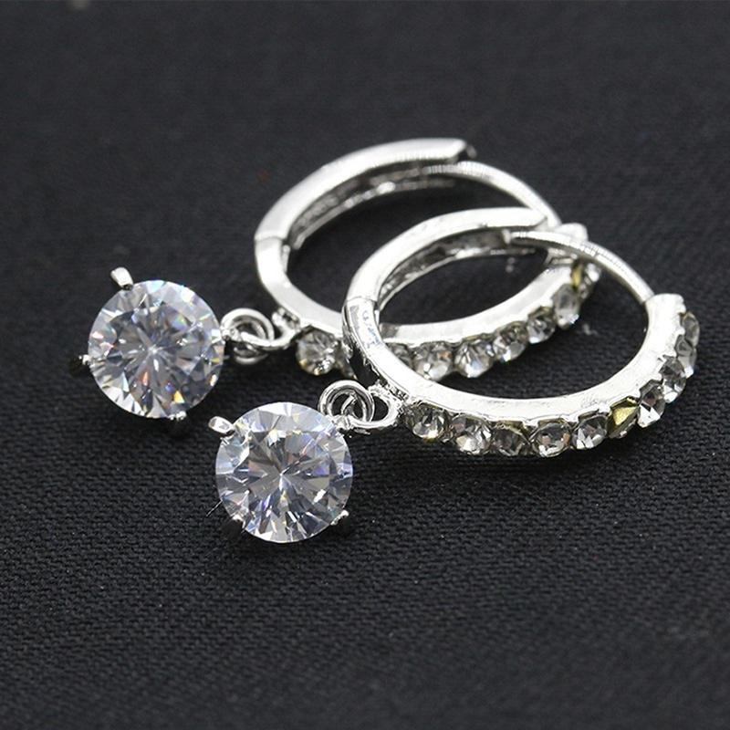 Gold Filled Heart White Cubic Zirconia Crystal Hoop Clip On Earrings