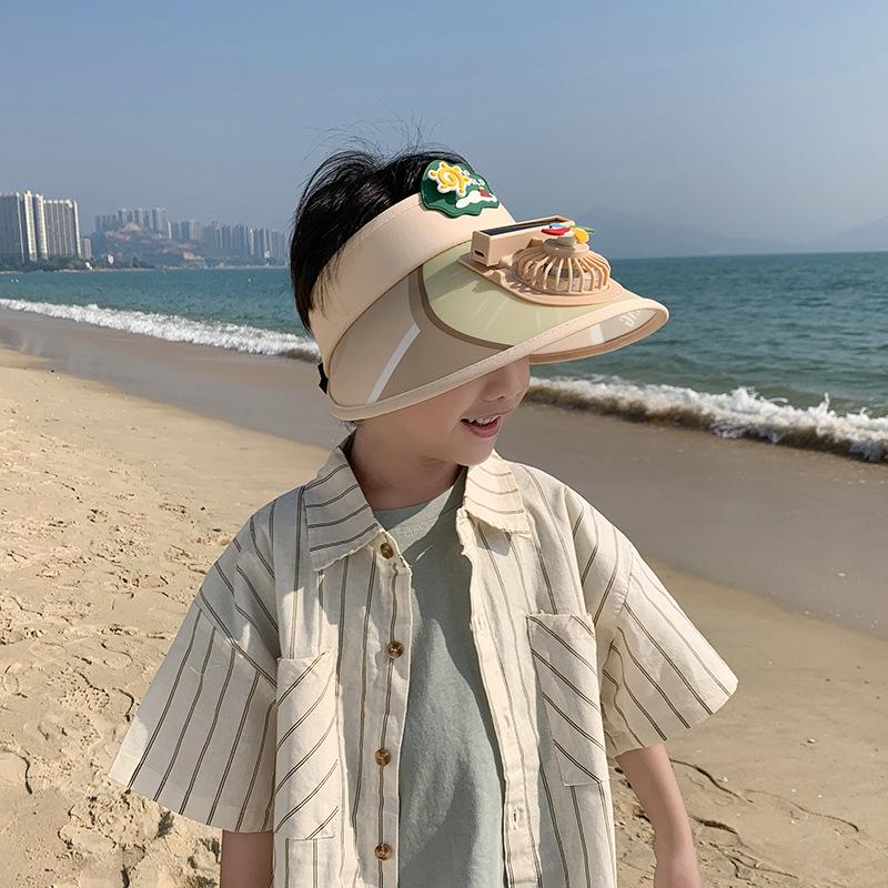 Summer Boys and Girls Baby Cool Hat Sun Hat Empty Top Electric Fan Hat Children Sun Protection Hat Boy Sun Hat