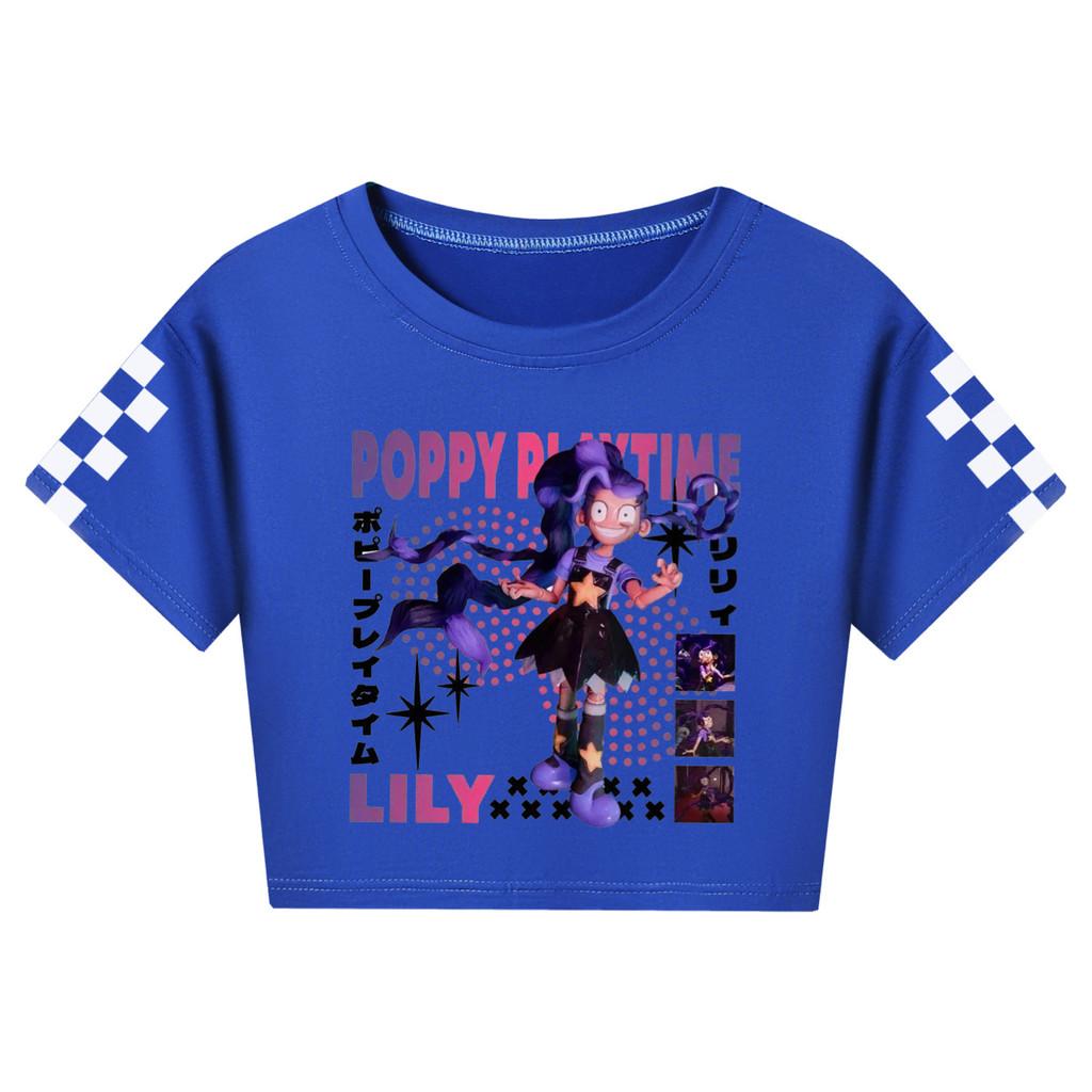 5627 Kids Girls Comic Anime Lily Lovebraids Print Short Sleeves Short T-Shirt 110cm темно-синий