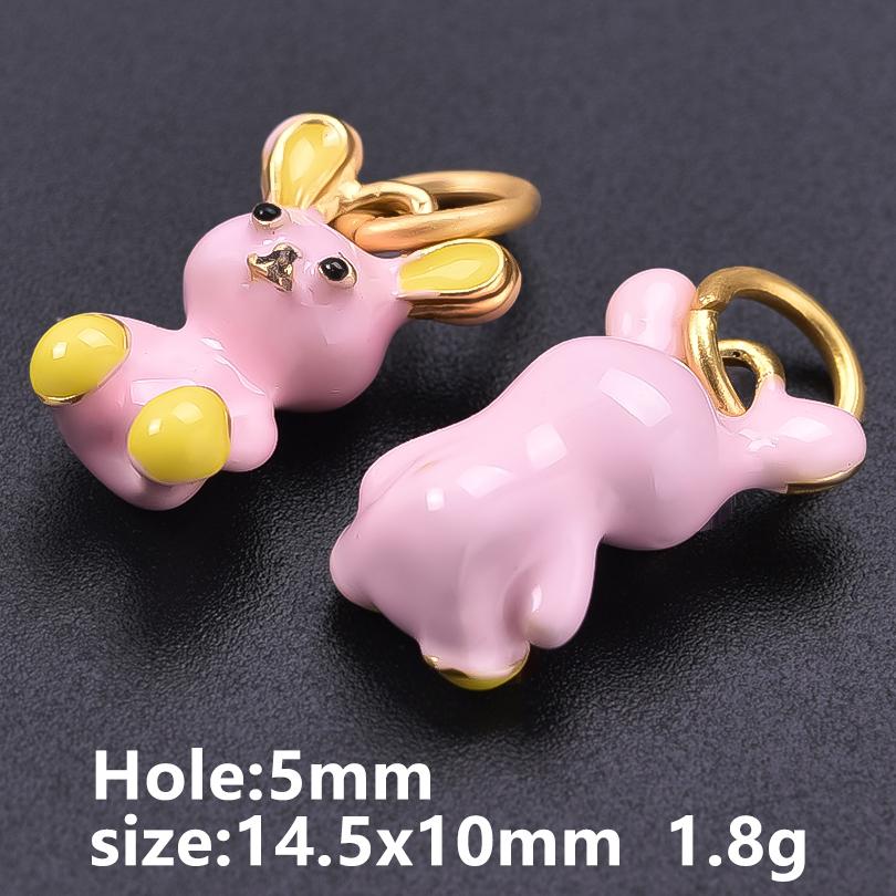 5pcs Kawaii Animal Pendant Enamel Charms For Jewelry Making Duck Bunny Elephant Lucky Fish Charm Handmade Materials Accessories