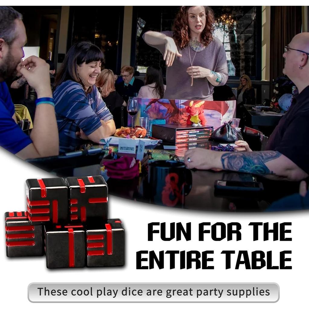 D6 Metal Dice Set, 6 Sided Dice 6 Pieces Solid Metal Game Dice for DND Role Playing Game RPG Pathfinder Shadowrun Warhammer D&D Accessories Gift