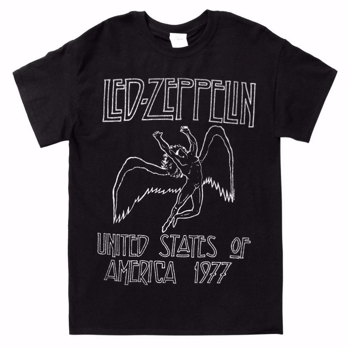 

Led Zeppelin 1977 US TOUR ICARUS 100% Хлопок Футболка Мужские Футболки Топ Черный С Бирками 100% Оригинальный и Официальный S разноцветный