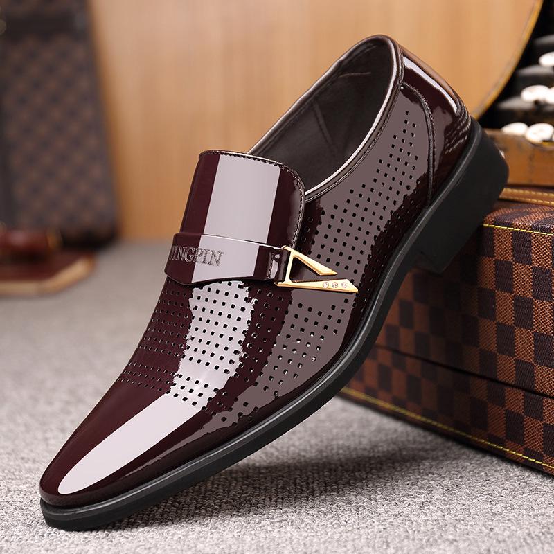 Summer New Breathable Pointed Leather Casual Shoes For Men Luxury Designer Loafers Brand Dress Evening Footwear Zapatos Hombre