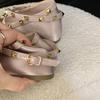 Fairy Riveted Ballet Shoes Girl 2025 Spring and Summer New Bow Evening Wind Flat-bottomed Pink Doudou Shoes