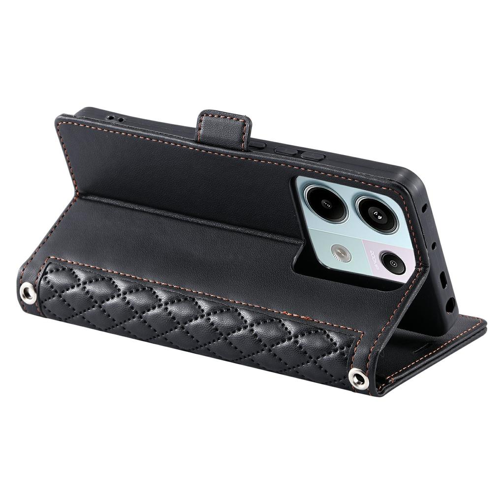 Für Xiaomi Redmi Note 13 Pro 5G/Poco X6 5G Lederhülle Rautenmuster Brieftasche Ständer Handyhülle mit Handschlaufe