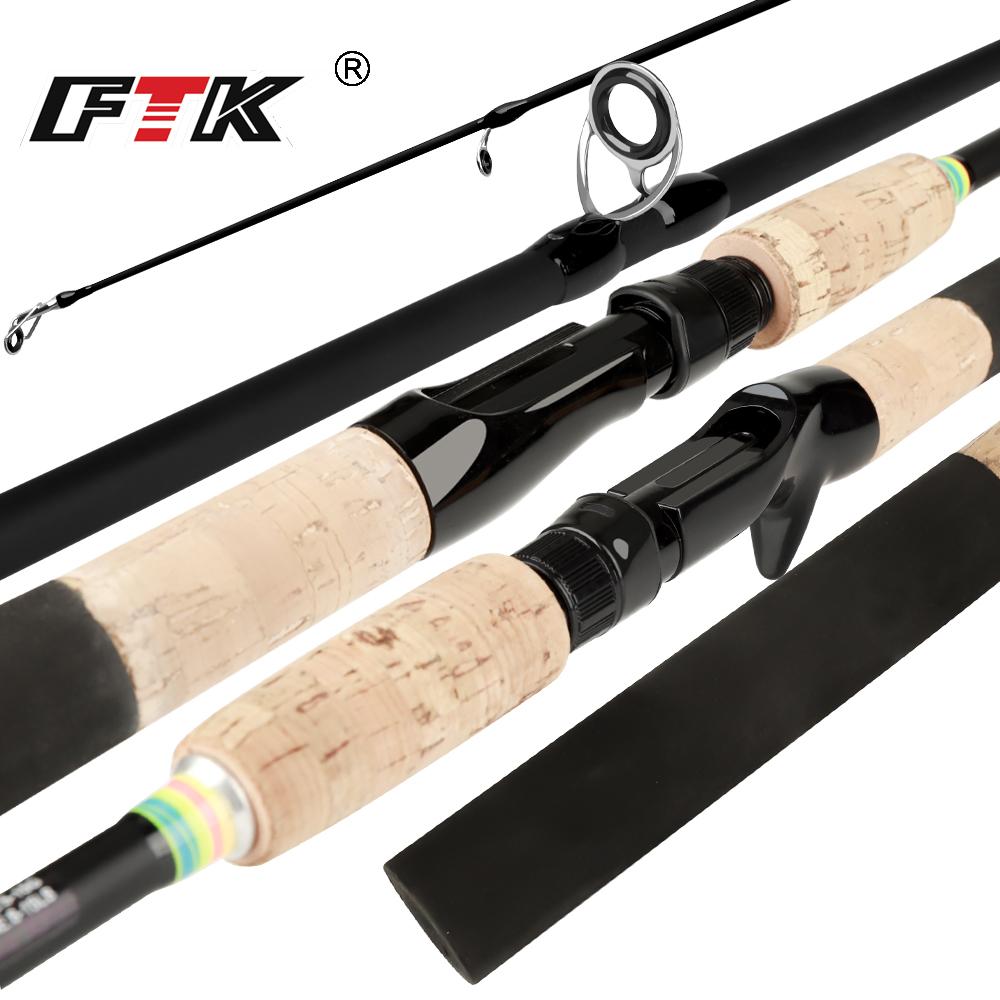 FTK NEW 1.8M 2.1M Telescopic Fishing Rod Carbon Fiber Lengthen wooden handle Spinning Casting Rod Portable Trout Rod