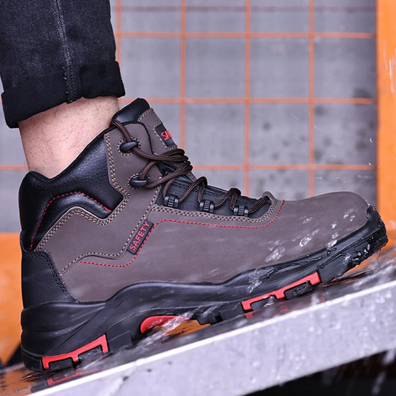 Genuine leather Men Boots Safety Shoes waterproof Safety boot for engineers Work Shoes Puncture-Proof Indestructible shoes
