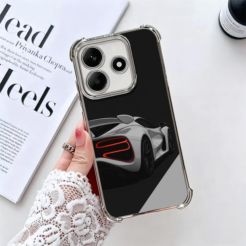 Black White Sports Cars Aesthetics Plating Phone Case For Xiaomi Redmi Note 14 15 Pro Plus 13 12 11 11S 11T 10 9S 9 5G Anti-Fall