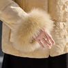 Women's Winter 2025 Jacquard Fox Fur Down Jacket - Short, Round Neck, White Duck Down, New Chinese Style Mother's Coat