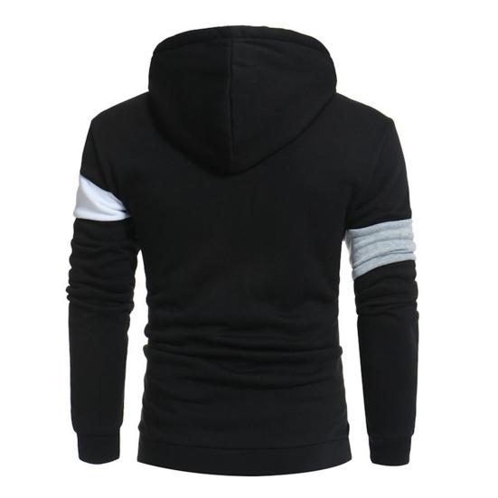 Men Winter Hoodie Pullover Colorblock Long Sleeves Drawstring Hooded Keep Warm Soft Mid Length Spring Hoodie for School