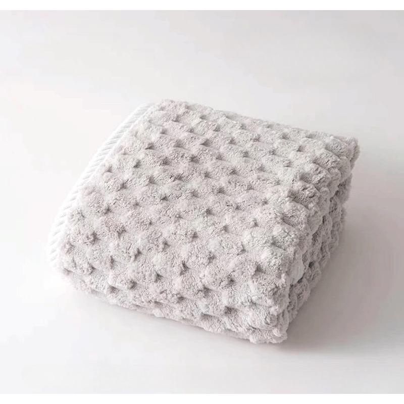 2pcs/set Cloud grid coral velvet towel set solid 1pc face towel and 1pc Largesize bath towel Quick Dry Towels bathroom for Adult