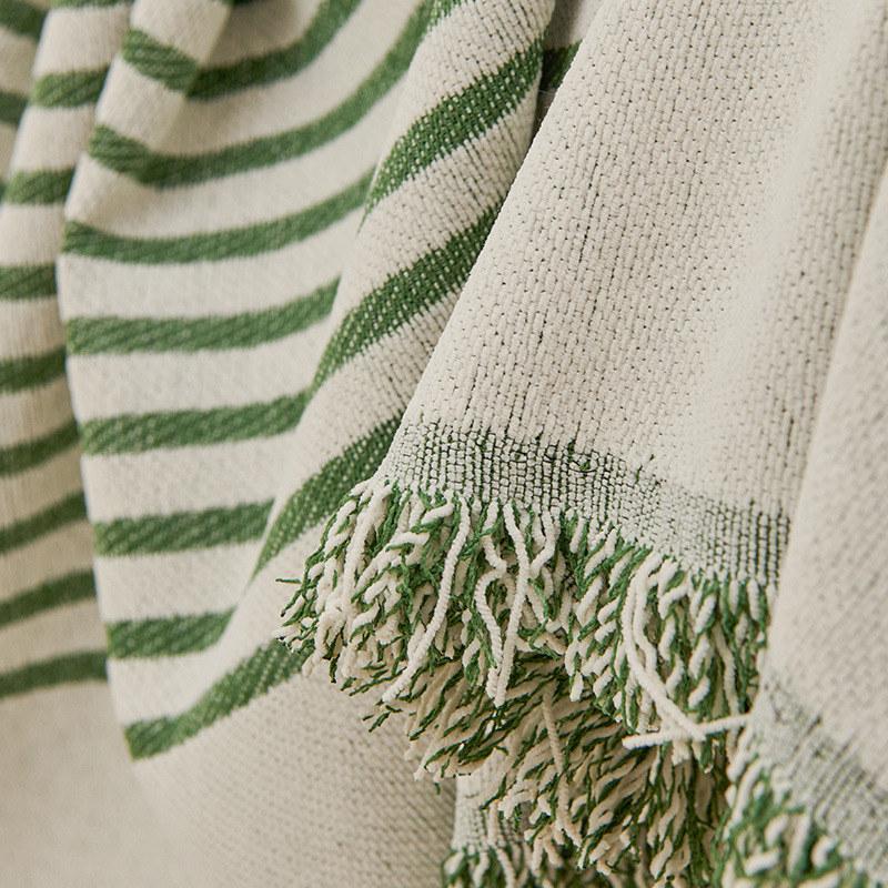 Nordic Chenille Stripe Couch Covers for Sofas Tassels Sofa Towel Blanket Universal Slipcover Living Room Dust Proof All-season