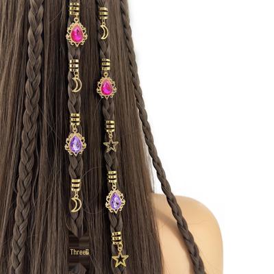 Geflochtene Haarverlängerungsringe mit Sternanhänger - Antike Legierungshaaraccessoires von Xiyin Temu