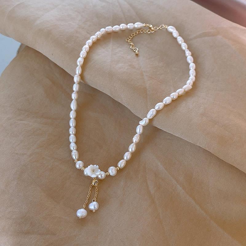 High Quality Trendy Natural Baroque Freshwater Pearl Flower 14K Gold Filled Female Necklace For Women Valentine's Day