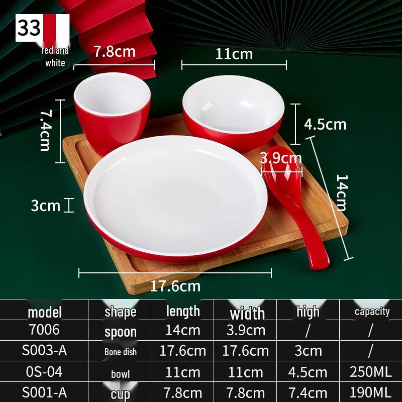 Ru Han Commercial Melamine 4-Piece Tableware Set