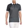 Men's Stretch Border Short Sleeve Ribbed Collar Golf Shirt, E2MAA015, Black, Size XL