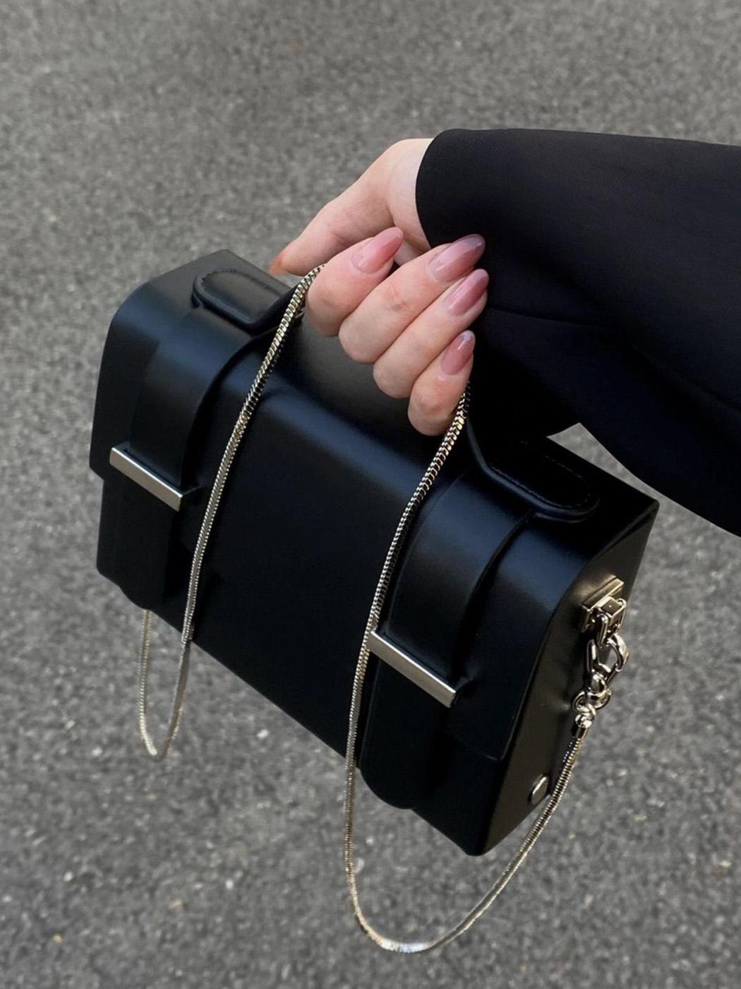

JIAERDI Vintage Black Square Bag Women Pu Leather Chain Handle Casual Crossbody Bags Female Harajuku Luxury Designer Bag Y2k чёрный