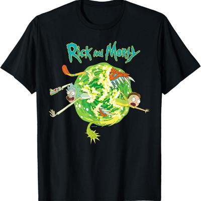 Camiseta de Moda de Dibujos Animados para Adultos Rick y Morty Portal