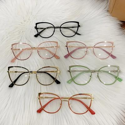 New Cat Eye Frame Blue Light Blocking Glasses Fashion Metal Optical Spectacles for Women Men Computer Eyewear