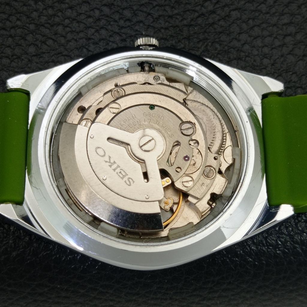 VINTAGE SEIKO AUTOMATIC 6309A REFURBISHED JAPAN MENS GREEN DIAL WATCH a443005-1