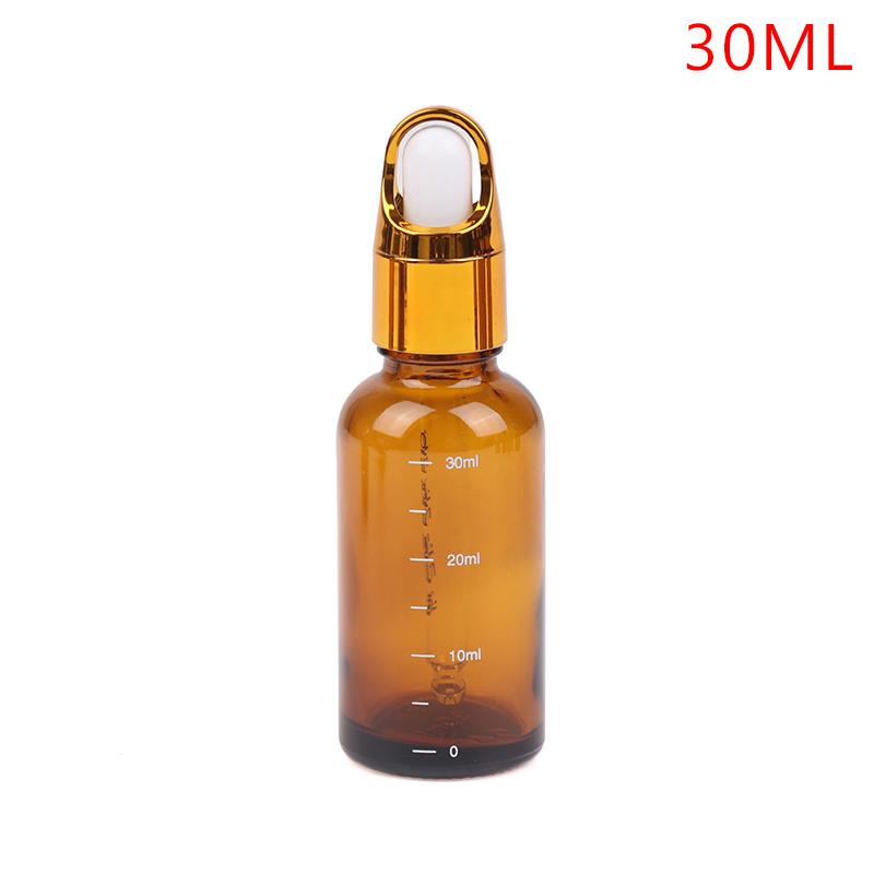 1PC 5-100ml Dropper Bottles With Scale Reagent Eye Drop Amber Glass Aromatherapy Liquid Pipette Bottle Refillable Bottles Travel