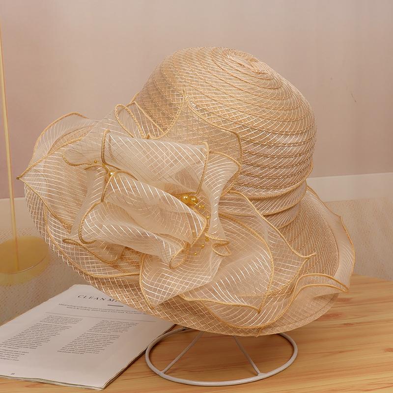 Eugen Yarn Ruffle Edge Flower Big Brim Pot Hat Women's Summer Sun Protection Bucket Hat Fashion Versatile Sun Hat