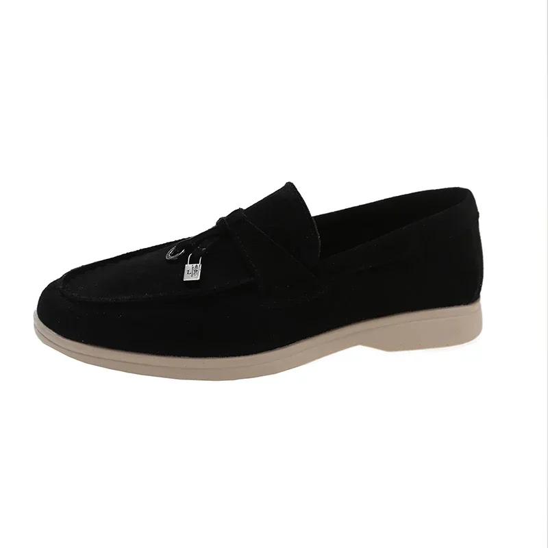 Scarpe basse sportive da donna, nuove tendenze primavera autunno, mocassini in pelle scamosciata con plateau, scarpe casual da passeggio antiscivolo da donna