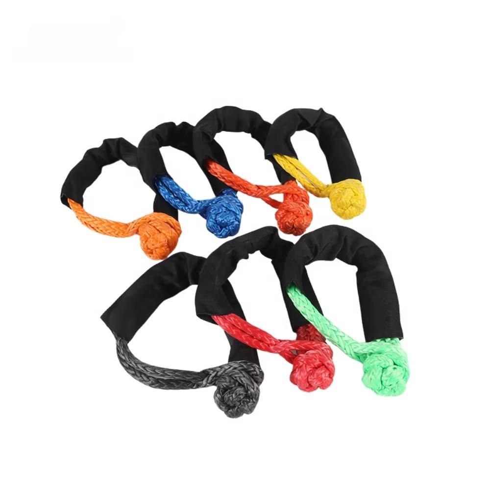 Stock Nylon Winch Soft Shackle Tow Rope for Emergency Tools with Extra Sleeves for Sailing SUV Off Road Towing