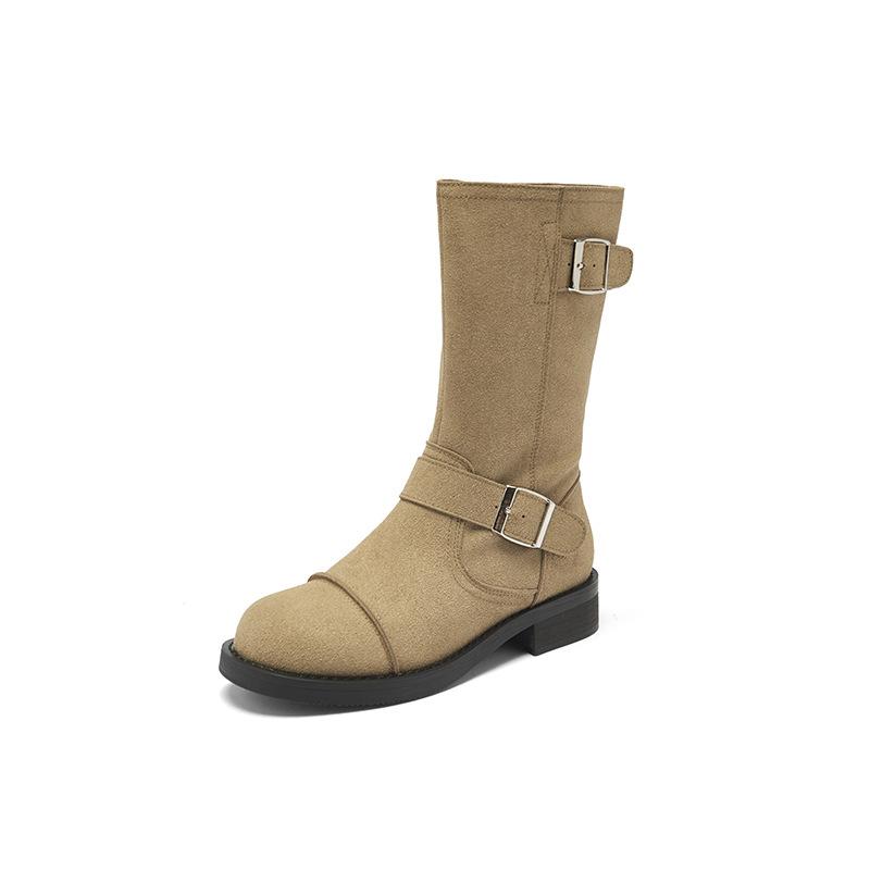 Augustine Martin boots women's 2025 new autumn British style short boots thick-soled medium tube Maillard western boots