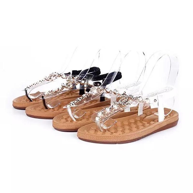 Gold Sandals Women Gladiator Sandals Rhinestones Shoes Woman Flat Sandals Beach