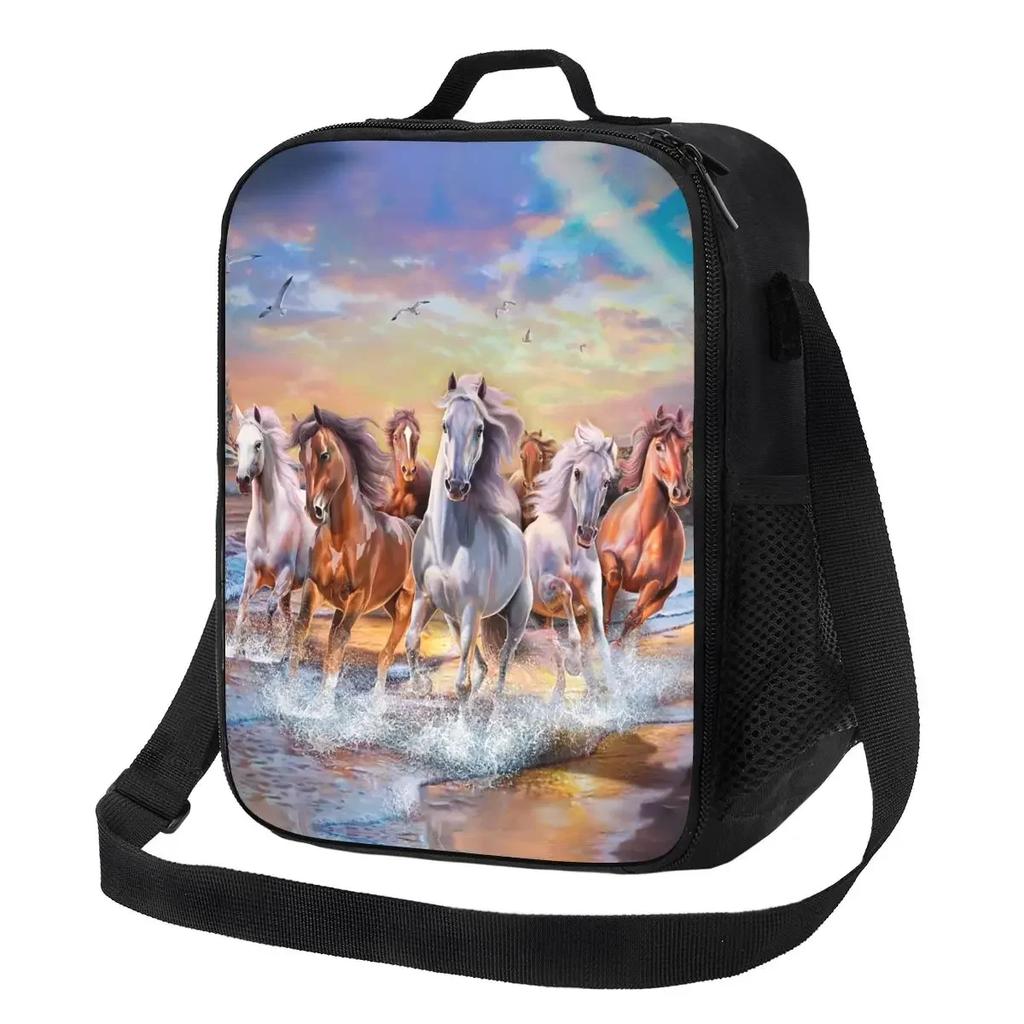 Custom Show Jumping Horse Lunch Bag Men Women Cooler Thermal Insulated Lunch Boxes for Adult Office