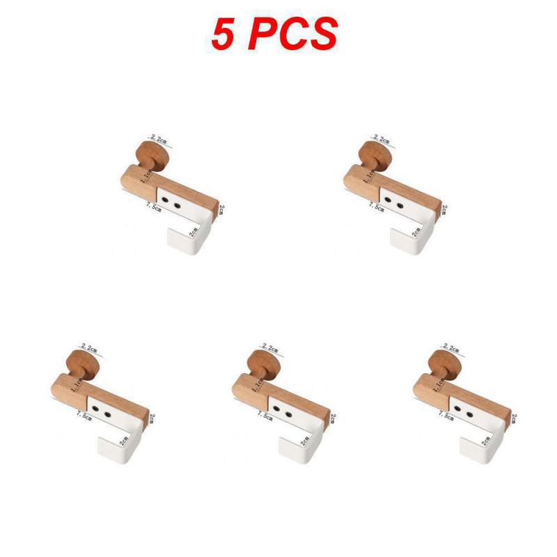 Door Back Hanging Holder Kitchen Cabinet Hook Towels Clothes Coat Bathroom Accesories Storage Hanger Iron Wooden Rack Organizer
