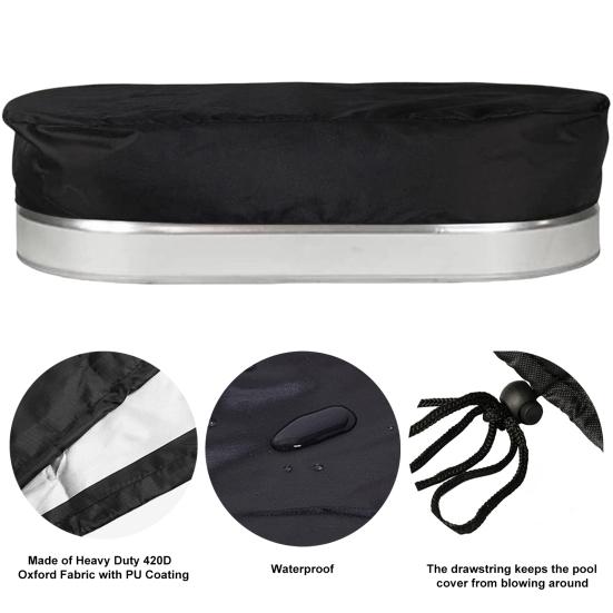 Hot Tub Cover Heavy Duty Drawstring UV Proof Reusable Waterproof Dust-Proof Oxford Cloth Outdoor Oval Stock-Tank Pool Cover Yard Supplies