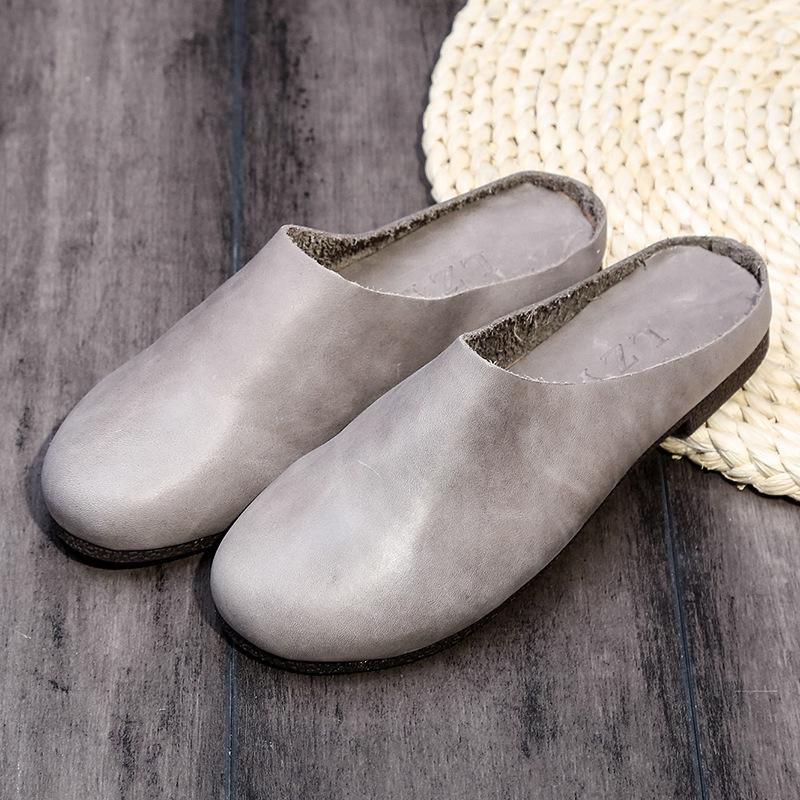 Vintage Mori Style Women's Handmade Genuine Leather Flats