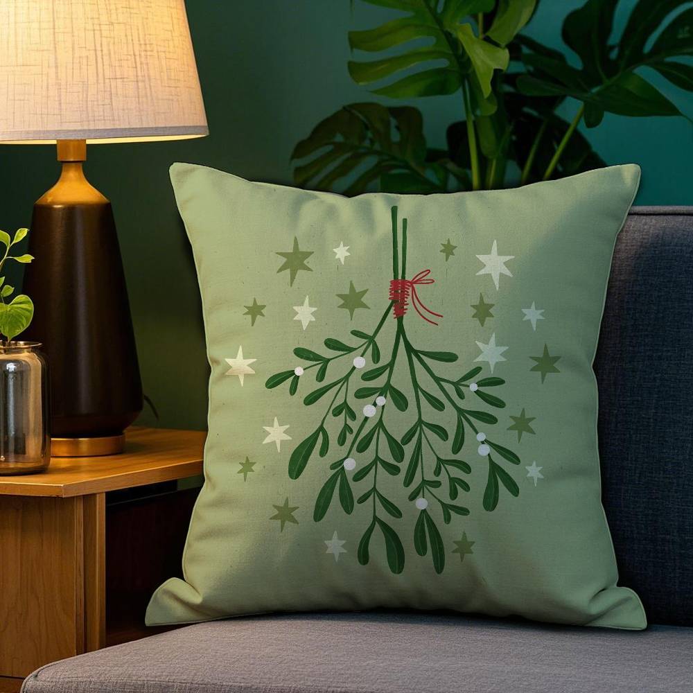 Christmas Hat and Balls Pillow Case Sofa Living Room Bedroom Double-sided Printing Square Cushion Nap Time Cushion Cover