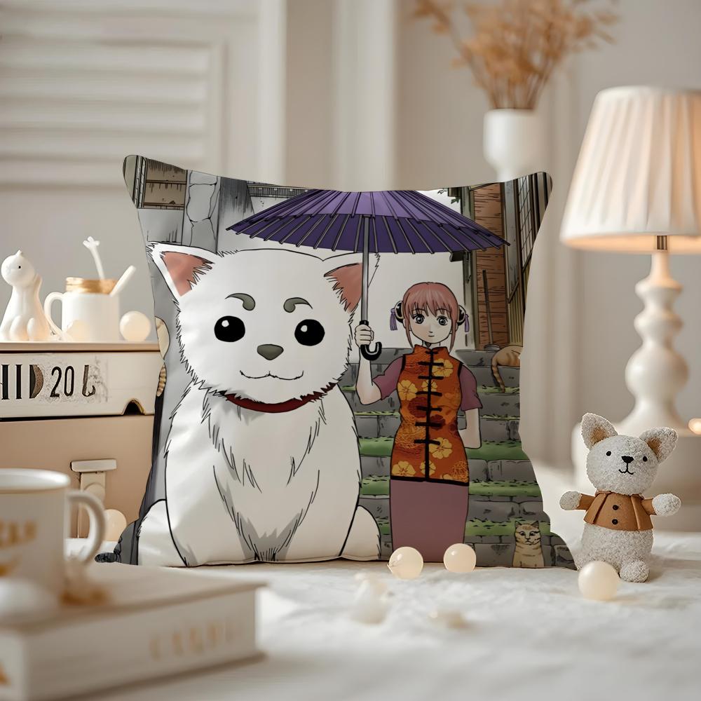 Anime GGINTAMA Cushion Cover Antidustmite Pillowcase Invisible zipper silky short plush Sofa cushion cover
